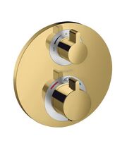 Термостат с запорным вентилем Hansgrohe Ecostat S, золото, 15758990
