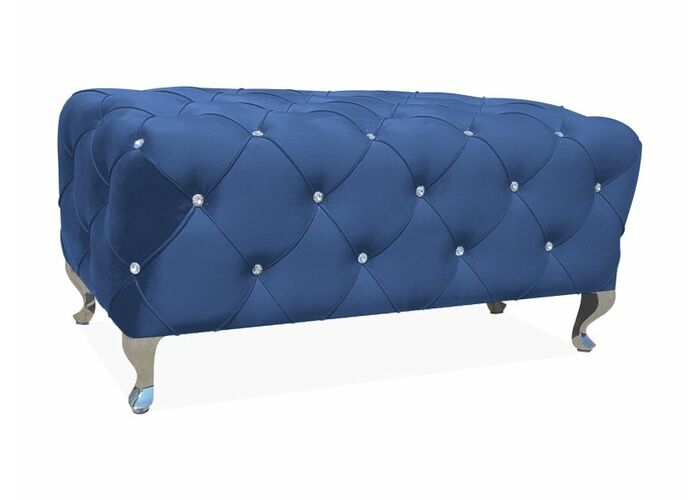 Пуф SIGNAL HESTIA Velvet Bluvel 86 темно-синий/серебряный 100/46/50