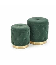 Комплект HALMAR POLLY (2 пуфа) темно-зеленый/золотой