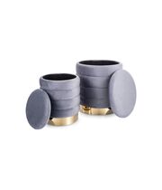 Комплект SIGNAL BRITTA Velvet (2 пуфа) серый