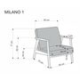Кресло HALMAR MILANO 1S tap. Castel 74 синий/орех