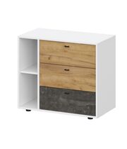 Комод SV-МЕБЕЛЬ (МС Анри К) Белый Текстурный/Дуб Золотой/Железный Камень, 3 ящ.