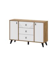 Комод NN Мебель (МС Байкал К) Дуб Золотой/Белый матовый, 3 ящика 2 створки