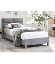 Кровать SIGNAL SIERRA Velvet tap. 150 серый/дуб, 90/200