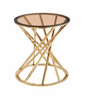 Стол журнальный SIGNAL OTTAVIA B дымчатый янтарь/золотой, d50