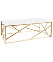 Стол журнальный SIGNAL ESCADA A II эффект белого мрамора/золотой, 120/60