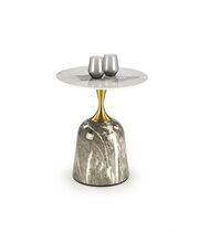 Стол журнальный HALMAR ROSA белый мрамор/серый мрамор/золотой