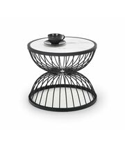 Стол журнальный HALMAR KIM белый мрамор/черный, 50/40