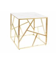 Стол журнальный SIGNAL ESCADA B II эффект белого мрамора/золотой, 55/55
