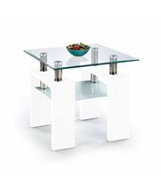 Стол журнальный HALMAR DIANA H KWADRAT прозрачный/белый, 60/60/55