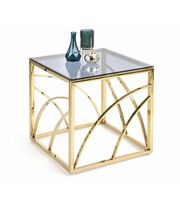 Стол журнальный HALMAR UNIVERSE KWADRAT дымчатый/золотой, 55/55/55