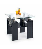 Стол журнальный HALMAR DIANA H KWADRAT прозрачный/чёрный, 60/60/55