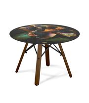 Стол журнальный Sheffilton SHT-S70/ТТ32 60 СТЕКЛО/МДФ темный орех/черный муар/ночной цветок