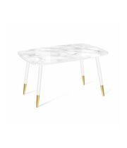 Стол Sheffilton SHT-TU14/TT32 118/77 стекло/ЛДСП артикул SHT-T229 белый муар/золото/белый мрамор