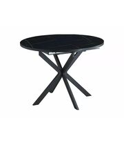 Стол обеденный SIGNAL GASTON черный мрамор/черный мат, 100-135/100