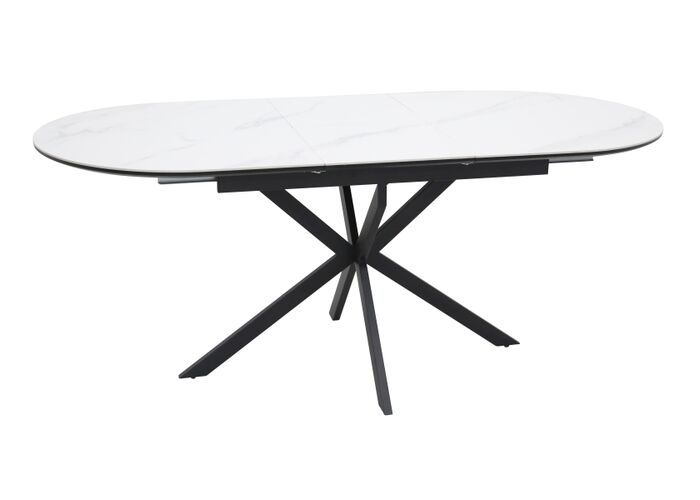 Стол обеденный SIGNAL GASTON Ceramic белый/черный 140-180/100