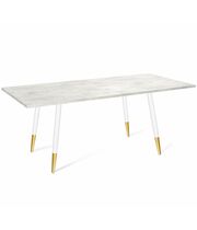 Стол Sheffilton SHT-TU14/140/80 ЛДСП артикул SHT-T190 белый муар/золото/хромикс белый