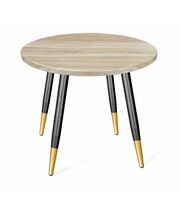 Стол Sheffilton SHT-TU14/80 МДФ артикул SHT-T49 чёрный муар/золото/дуб сонома светлый