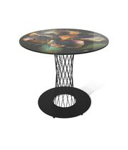 Стол Sheffilton SHT-TU3-1/TT32 80 СТЕКЛО/МДФ черный муар/ночной цветок