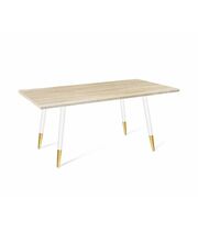 Стол Sheffilton SHT-TU14/TT 120/80 МДФ артикул SHT-T126 белый муар/золото/дуб сонома светлый