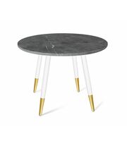 Стол Sheffilton SHT-TU14/90 МДФ белый муар/золото/мрамор премиум темн.