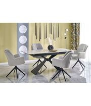 Стол обеденный HALMAR LUCIANO белый мрамор/черный, 180-230/90/76