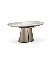 Стол обеденный HALMAR ROBINSON бежевый мрамор/капучино/черный, 160-200/90/76