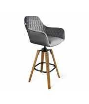 Стул барный Sheffilton SHT-ST38/S93 артикул СТ-555 угольно-серый/браш. коричневый/чёрный